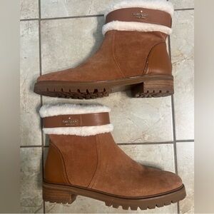 Kate Spade NWOB Bailee Tan Suede Shearling Winter Boots Size 8